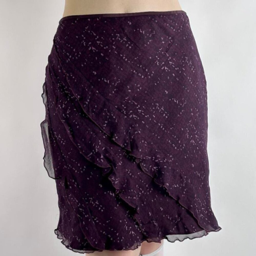 Ann Taylor Silk Purple Ruffle Skirt Size 16